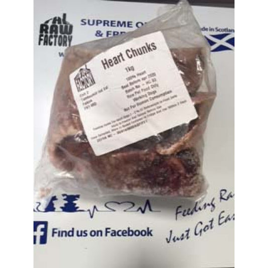 Raw Factory Beef Heart Chunks 1kg